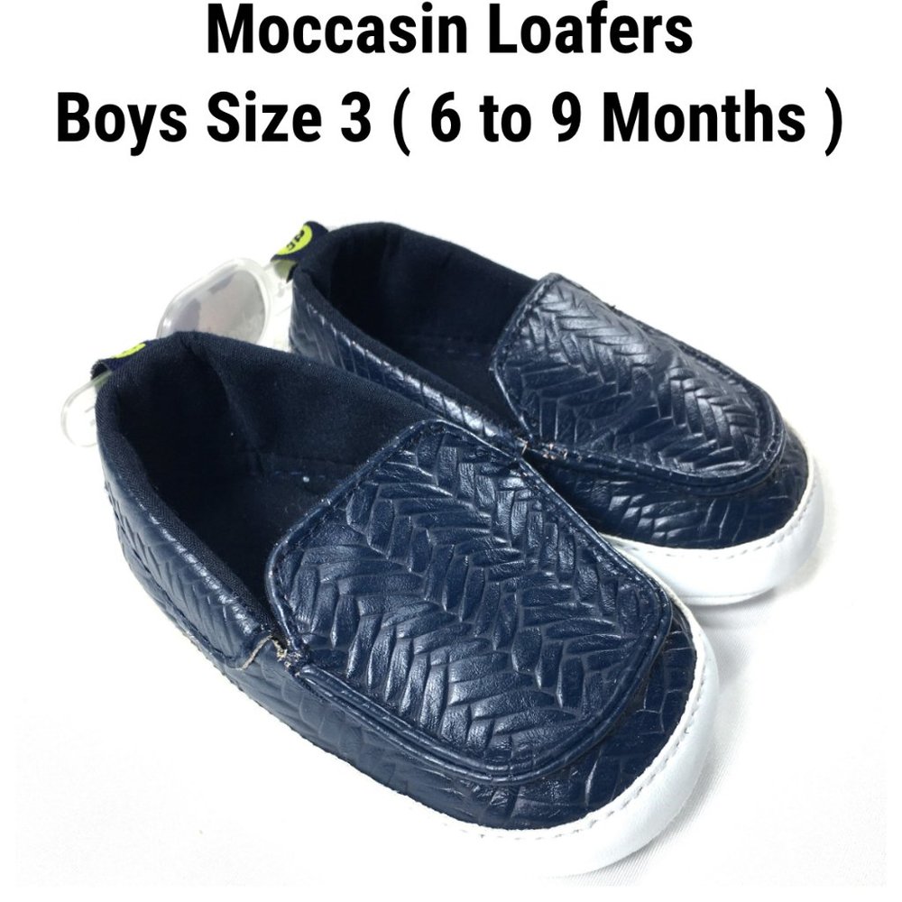 NWT First Steps 6M - 9M Baby Shoes Boys Moccasins Loafers 3 Navy Blue Toddler